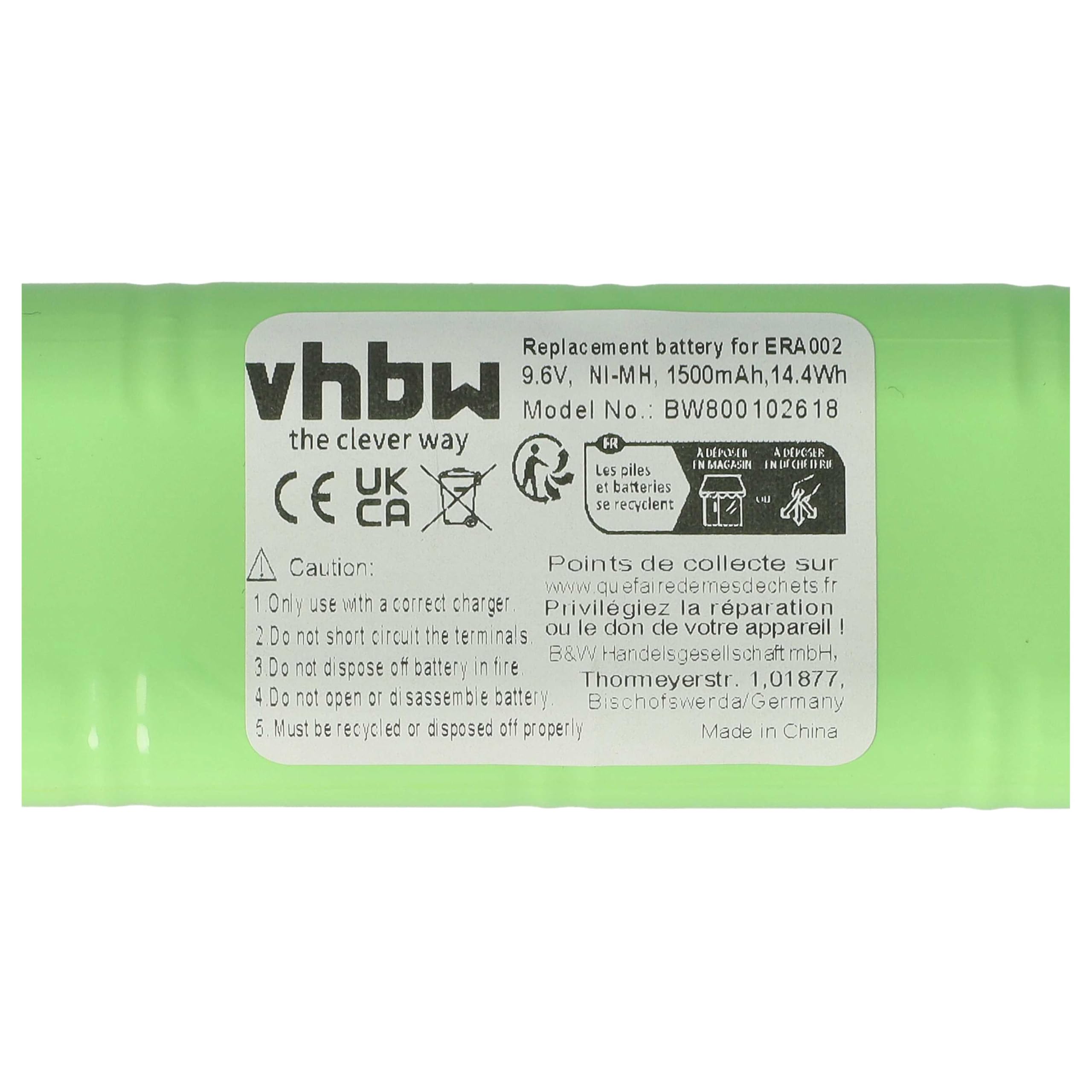 vhbw 1x Batterie Compatible avec Airsoft Guns MP5A5, MC51, Steyr Pistolet Airsoft (1500mAh, 9,6V, NiMH)
