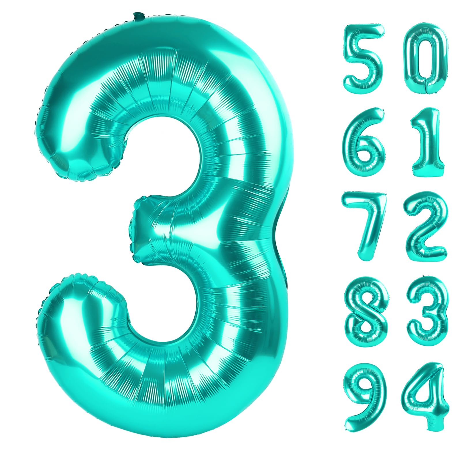 Nile Blue 3 Balloon - Number Balloon 40 Inch, 3st Nile Blue Decorations