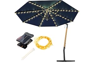 VOOKRY Solar Umbrella Lights for Umbrella, Waterproof Solar Powered