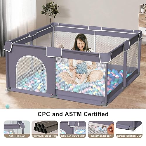 Miniatura 2 de Corral pequeño para bebés de 50 x 50 pulgadas centro de actividades para patio de juegos para niños resistente fácil de montar área lo