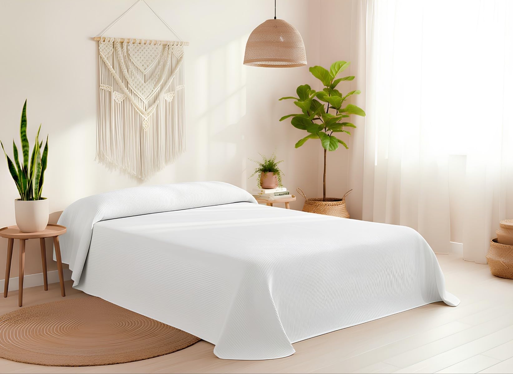Colcha de Cama Piqué Blanca - Calidad Hotel - Tejido Poli Algodón - OekoTex Color Blanco Talla Cama 90/105