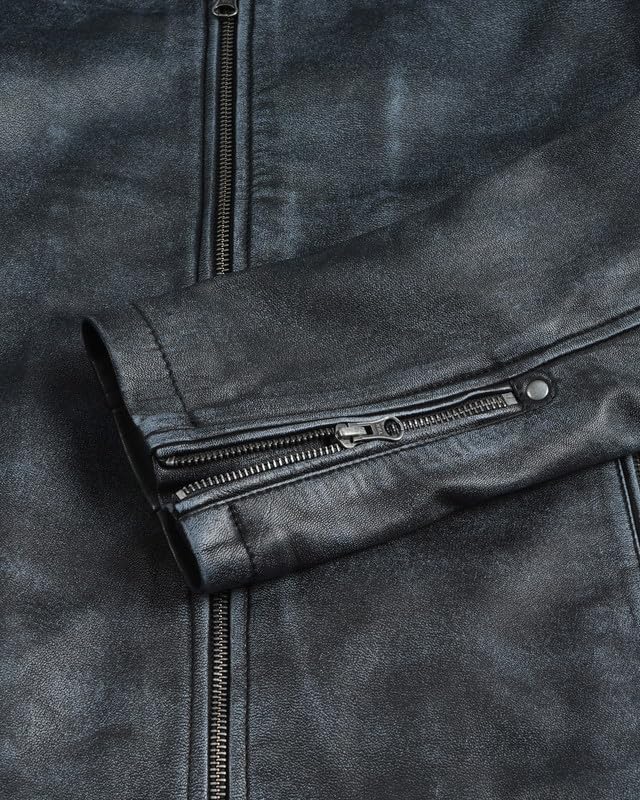Image of Blingsoul Real Lambskin Leather Jacket Men - Cafe Racer Style Premium Men's Leather Jacket