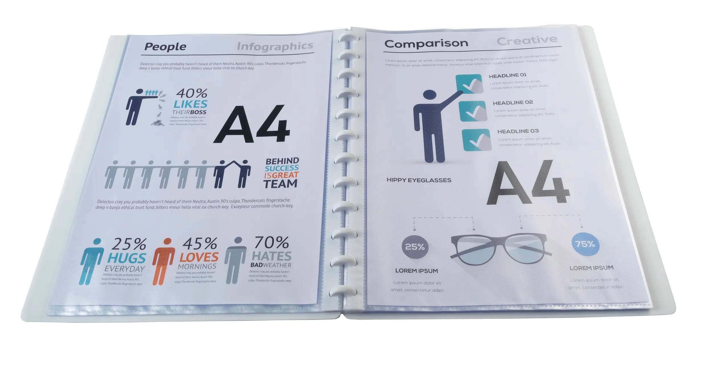 Exacompta 86471E 4er Pack Kunststoff-Sichtmappe Kreacover 40 Fächer Einband aus blickdichtem hartem Polypropylen mit individuell gestaltbarer Hülle DIN A4 ideal für Büro und Schule weiß