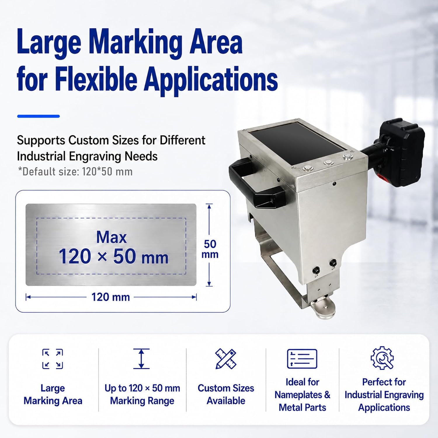 Handheld Electric Dot Peen Marking Machine, 150W Portable Metal Engraver with Touch Screen Force Adjustment, 4.7"x2" Marking Area for VIN Code, Serial Numbers and Metal Plates