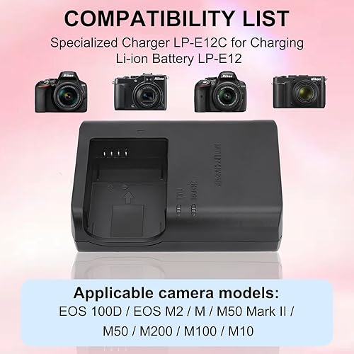 Miniatura 2 de LP-E12 LC-E12 LC-E12E Cargador de batería para Canon EOS M M2 M10 M50 M50 Mark II M100 M200 SX70 HS EOS Rebel SL1 (EOS 100D) Kiss M M2 X7 PowerShot