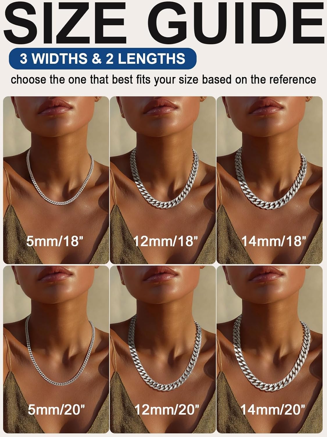 ChainsPro Chunky Cuban Link Chain Necklace for Women,Stainless Steel Silver/Gold Plated Thick Choker, 5/12/14mm Width,18" and 20" Punk Hip Hop Trendy Jewelry Gifts - Image 6