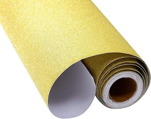 Miniatura 7 de Rollo de papel de contacto con purpurina dorada champán para manualidades de bricolaje, calcomanía artística para álbumes de recortes (17.7 pulgadas