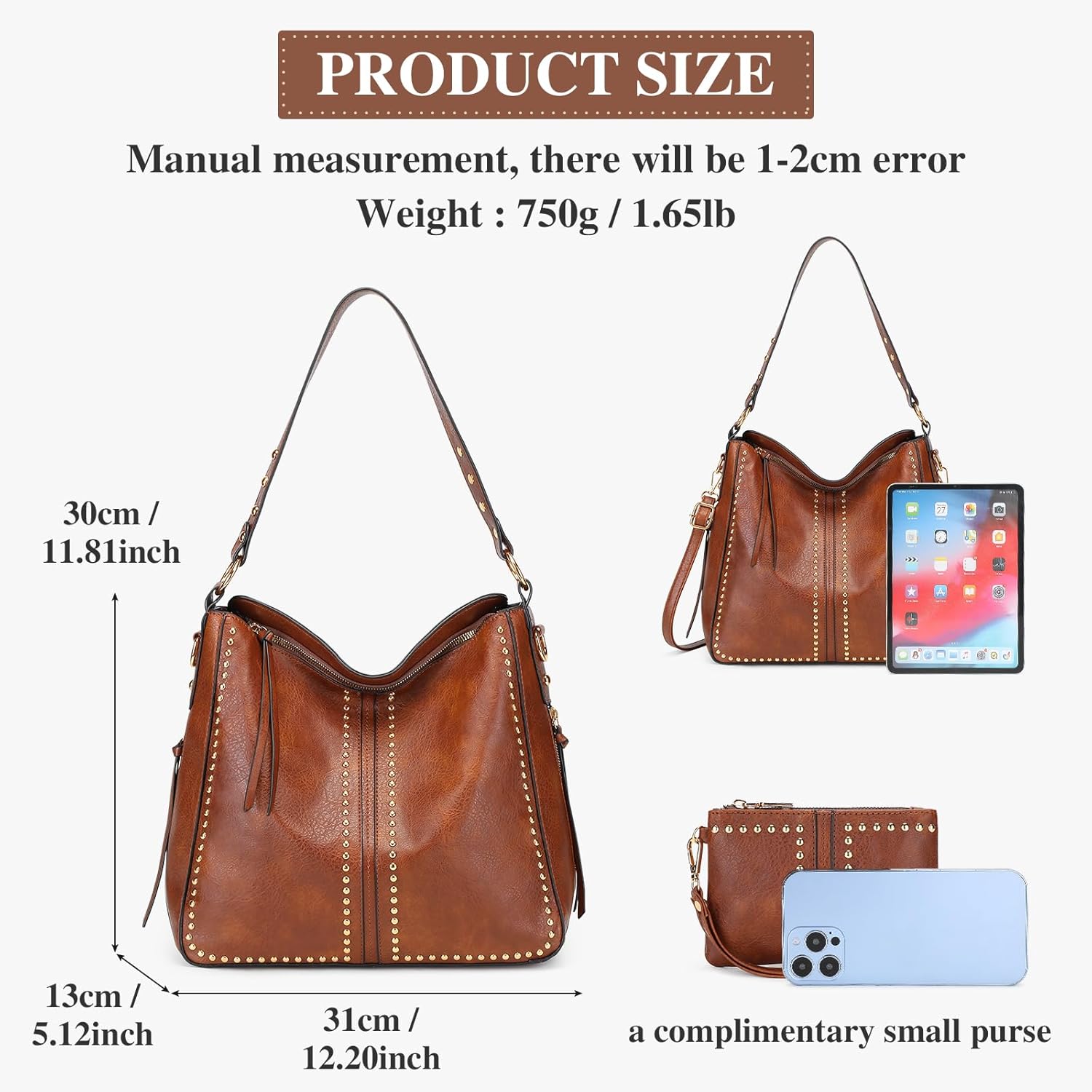 BAIGIO Hobo Bags for Women Handbags Purse and Wallet Set Large Hobo Crossbody Bags Fashion Vegan Leather Tote Bag 2pcs - Image 5