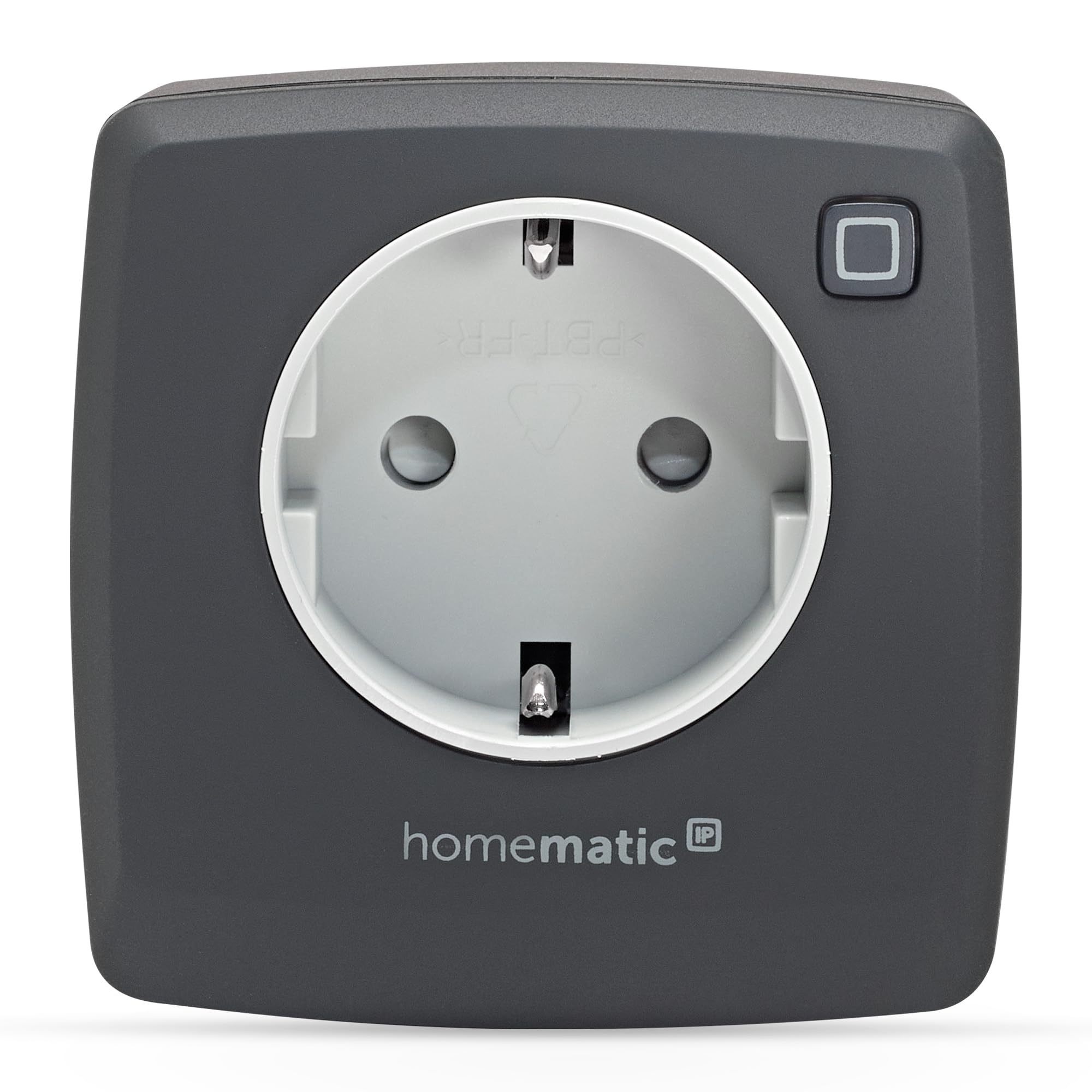 Homematic IP Smart Home Schaltsteckdose - anthrazit, digitaler Zwischenstecker steuert Leuchten oder Elektrogeräte per App, Alexa & Google Assistant, Energie sparen, 161613A0