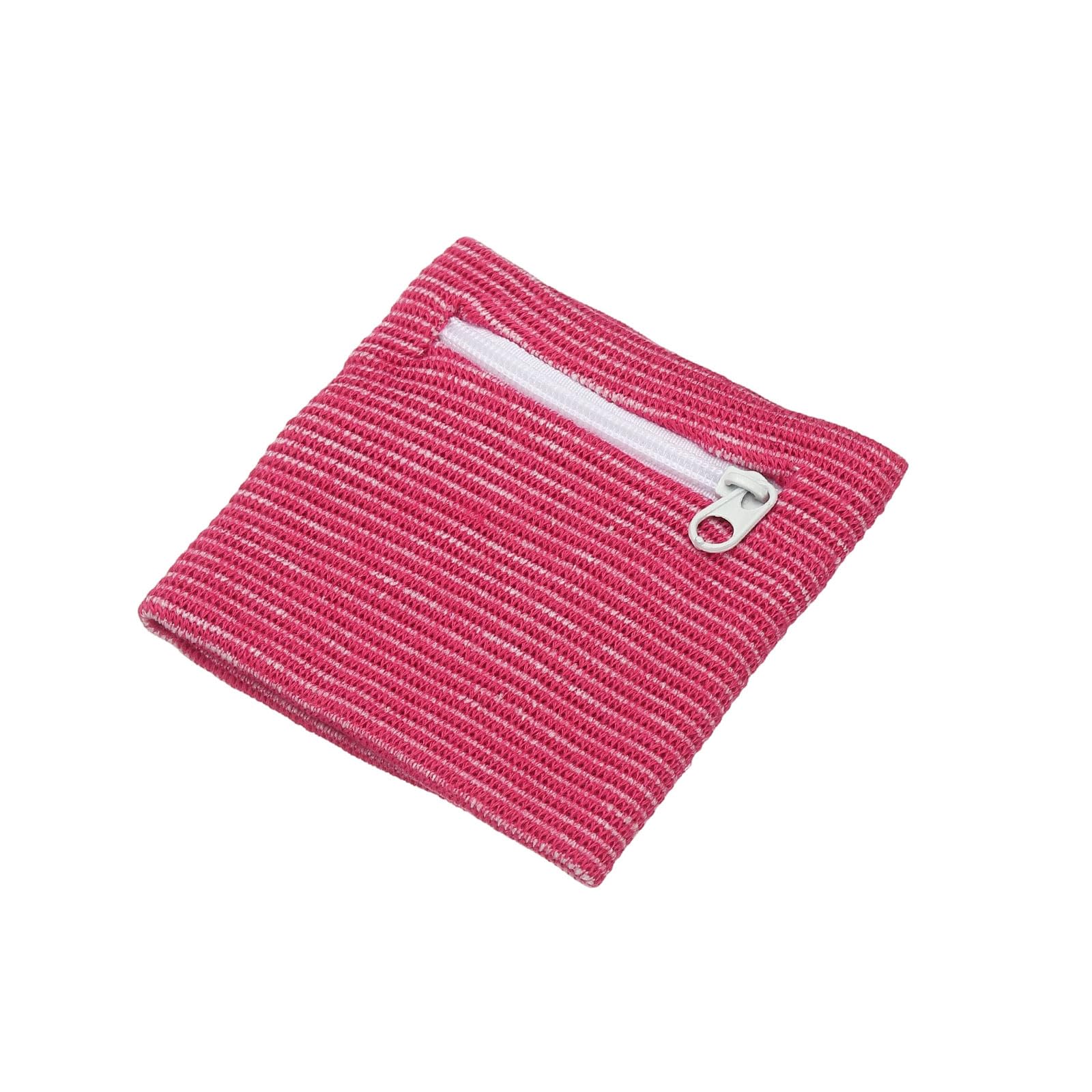 YELARXI Wrist Wallet Wristband with Zipper, Cotton Wrist SweatBands Sports Absorb Sweat Wristbands Pouch Breathable Band & Rose Red -Fitting for Storage Key Card/Running/Basketball