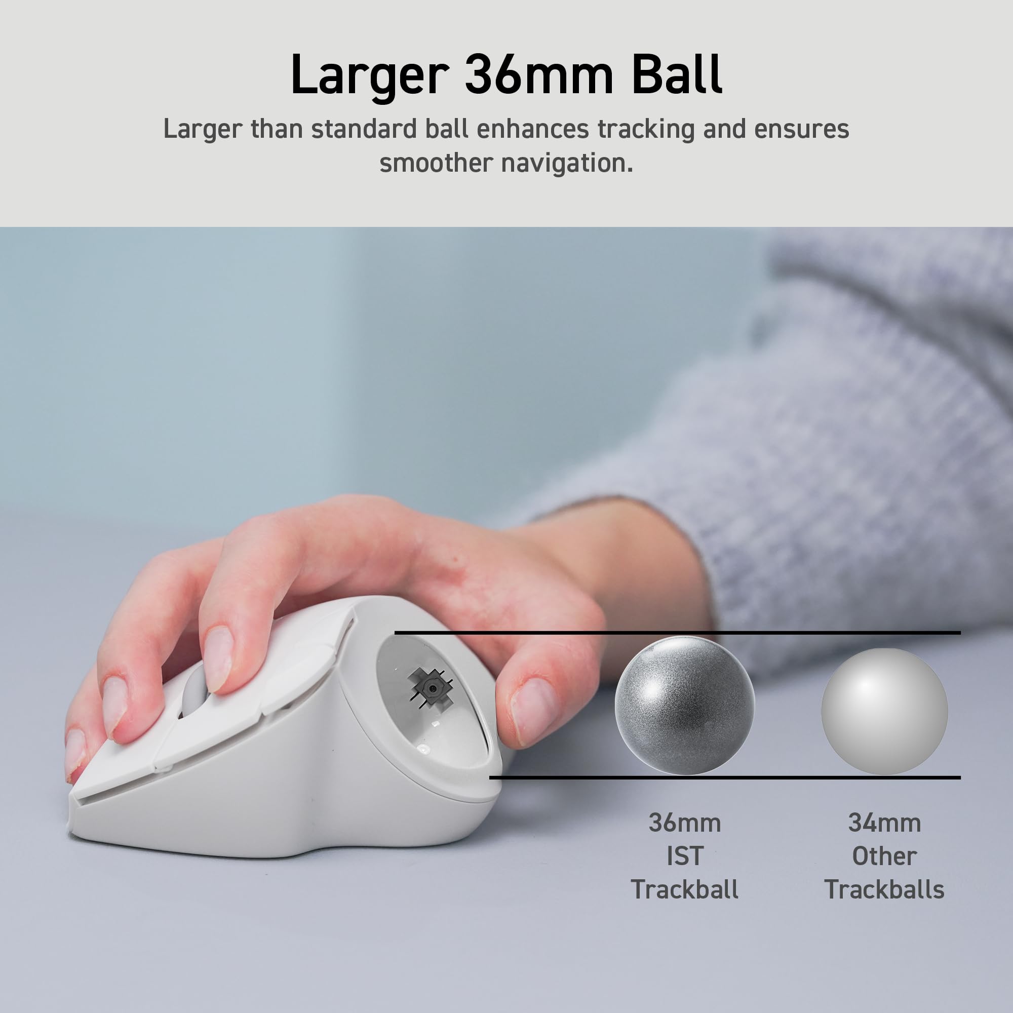 ELECOM Trackball IST Bluetooth 5.3 de diseño ergonómico y cómodo, seguimiento suave con rodamiento de bolas de rubí, bola de 36 mm, control de pulgar, compatible con Windows, PC, Mac, iPadOS y Android