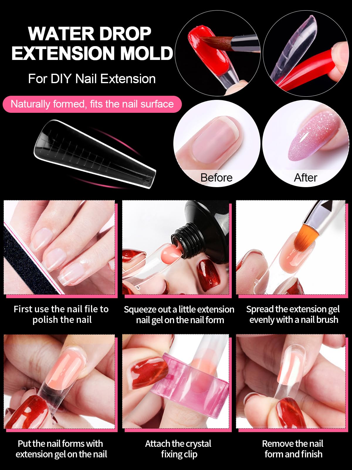 TOROKOM 150 Forme 15 Misure Doppie per Poly Gel - Stampini Professionali per Estensioni Rapide, Ideali per Nail Art in Salon & Fai da Te