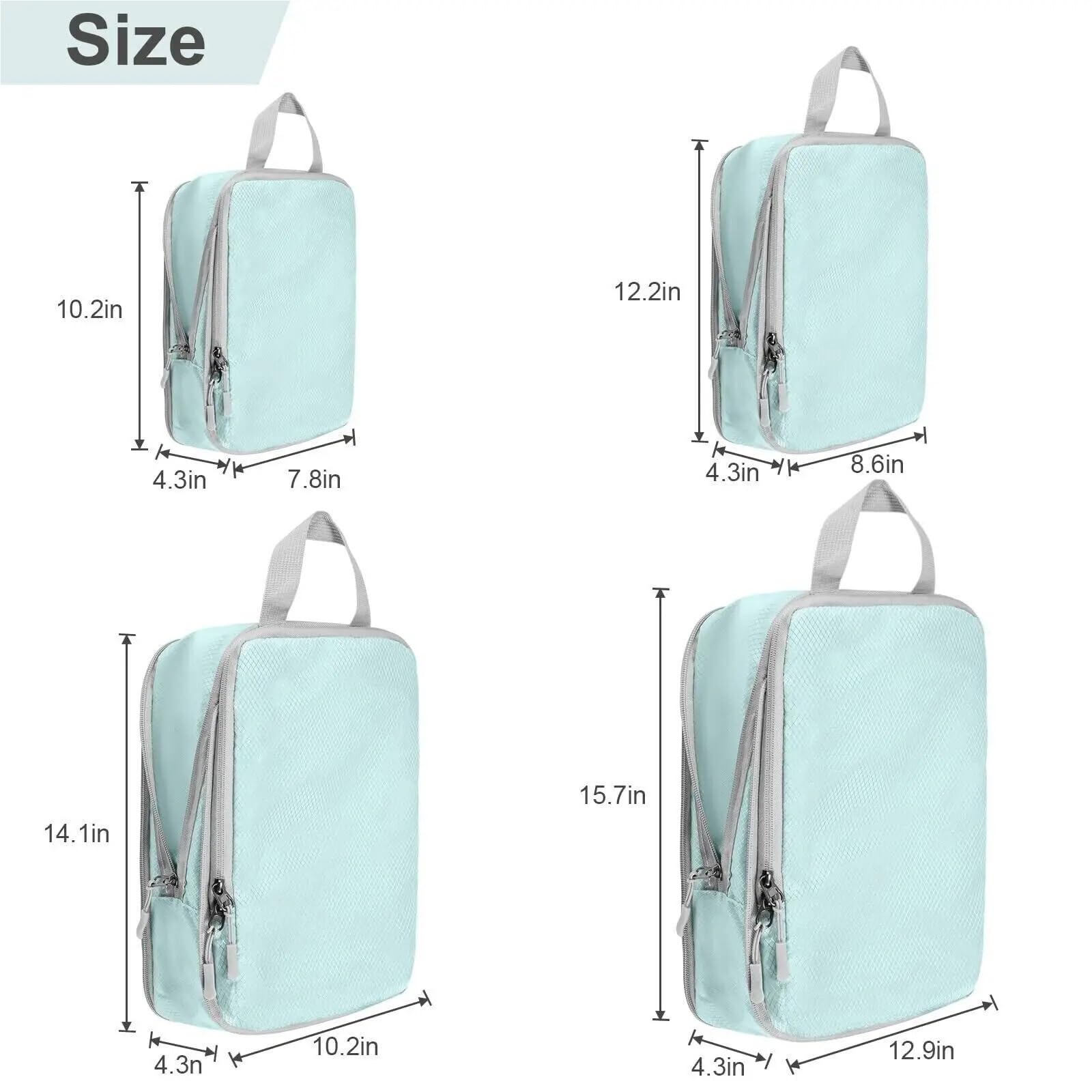 4 pezzi di cubi compressione da viaggio, organizer portatili for valigie, impermeabili, for riporre i bagagli, for cassetti Organizer per valigie(White)