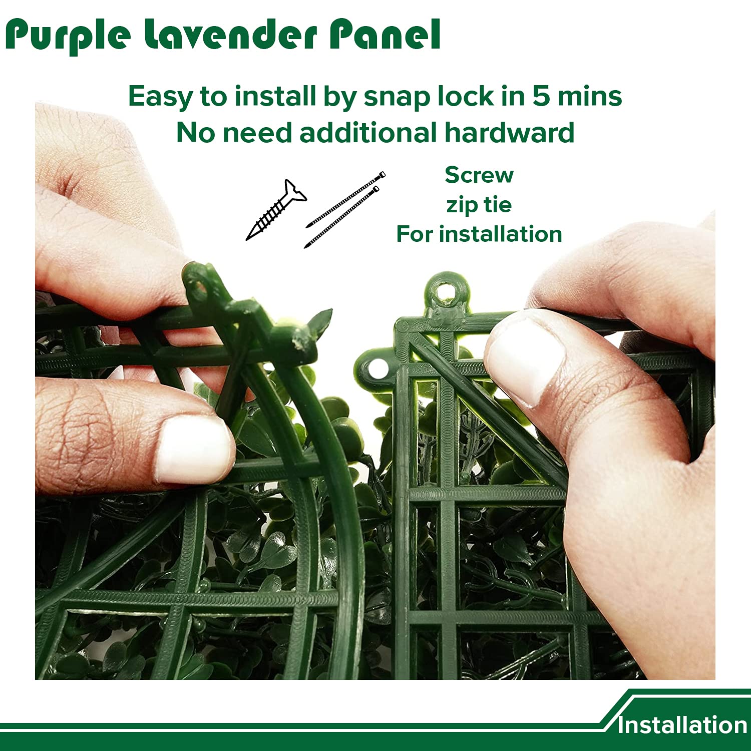 Pannelli di bosso artificiale, 50,8 x 50,8 cm, confezione da 6 pezzi, sfondo da parete con erba topiaria, siepe finta vegetazione, recinzione per la privacy per esterni e interni, lavanda