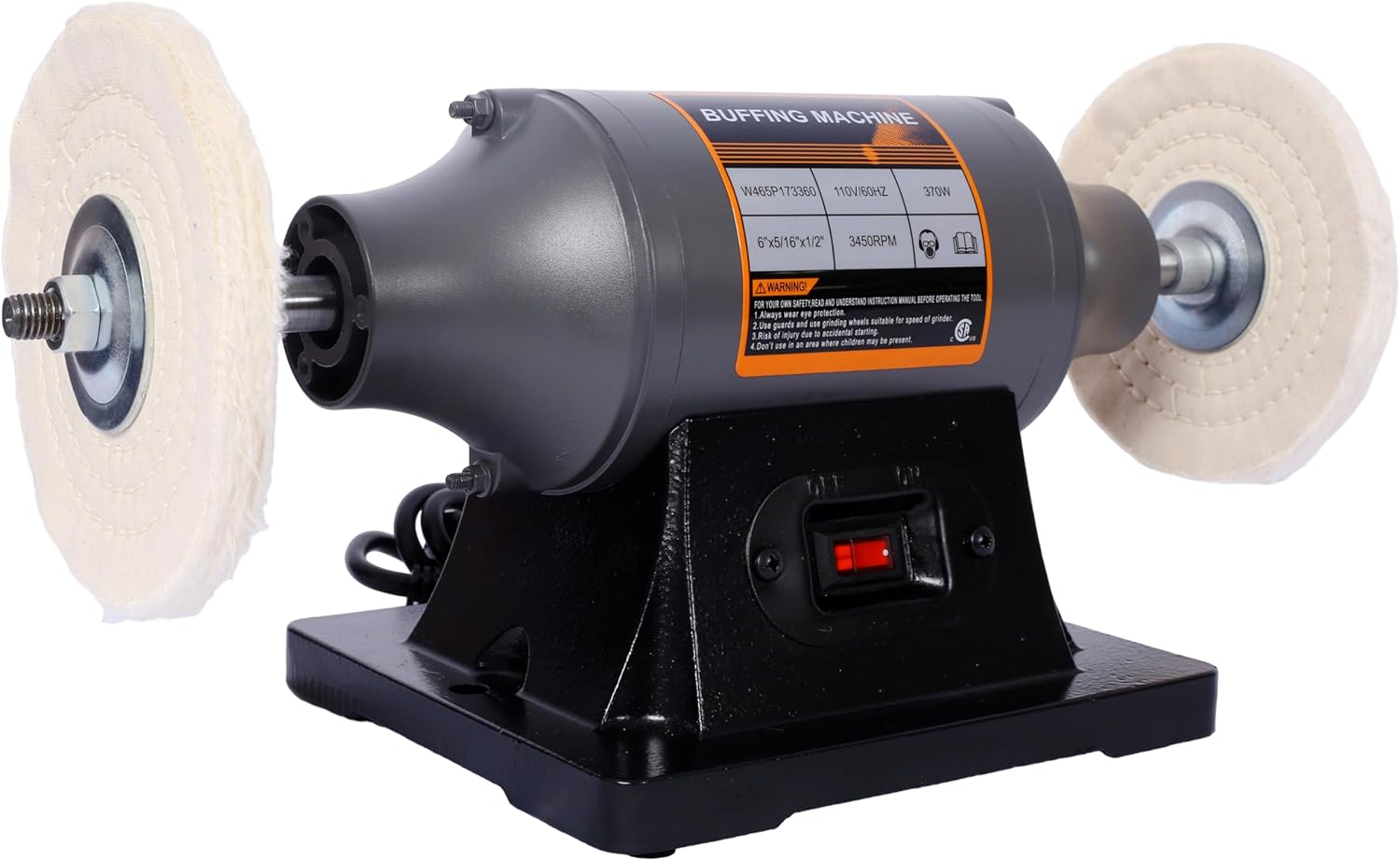 6-Inch Electric Polisher Bench Buffer Grinder - Includes 4PCs 80Ply Thic Buffing Wheels Ideal Benchtop Buffing Machine for Polishing Metal, Jewelry, Knives, Wood, Jade, and Plastic.