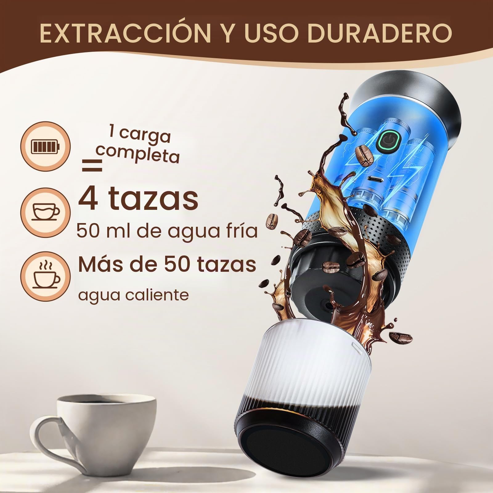 LAMA Cafetera Portátil Eléctrica de Cápsulas Compatible con Cápsulas de Café y Café en Polvo, Calentamiento Instantáneo, Mini Cafetera para Camping, Coche, Viaje, Gris