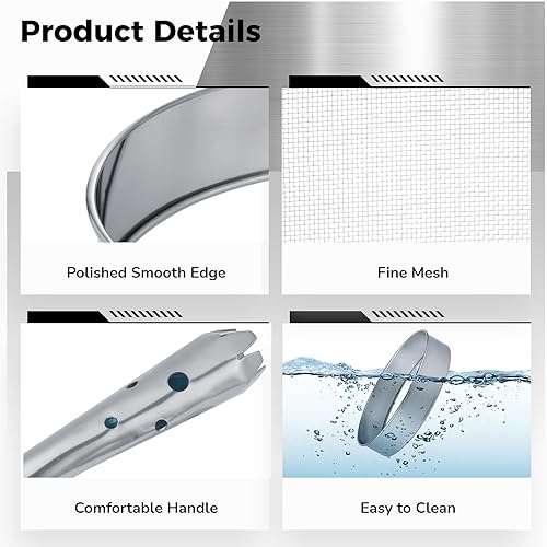 Miniatura 3 de Juego de 10 tamices de tierra, tamiz de tierra para macetas de jardín, tamiz de acertijo de acero inoxidable de 12 pulgadas, tamiz de suelo de malla