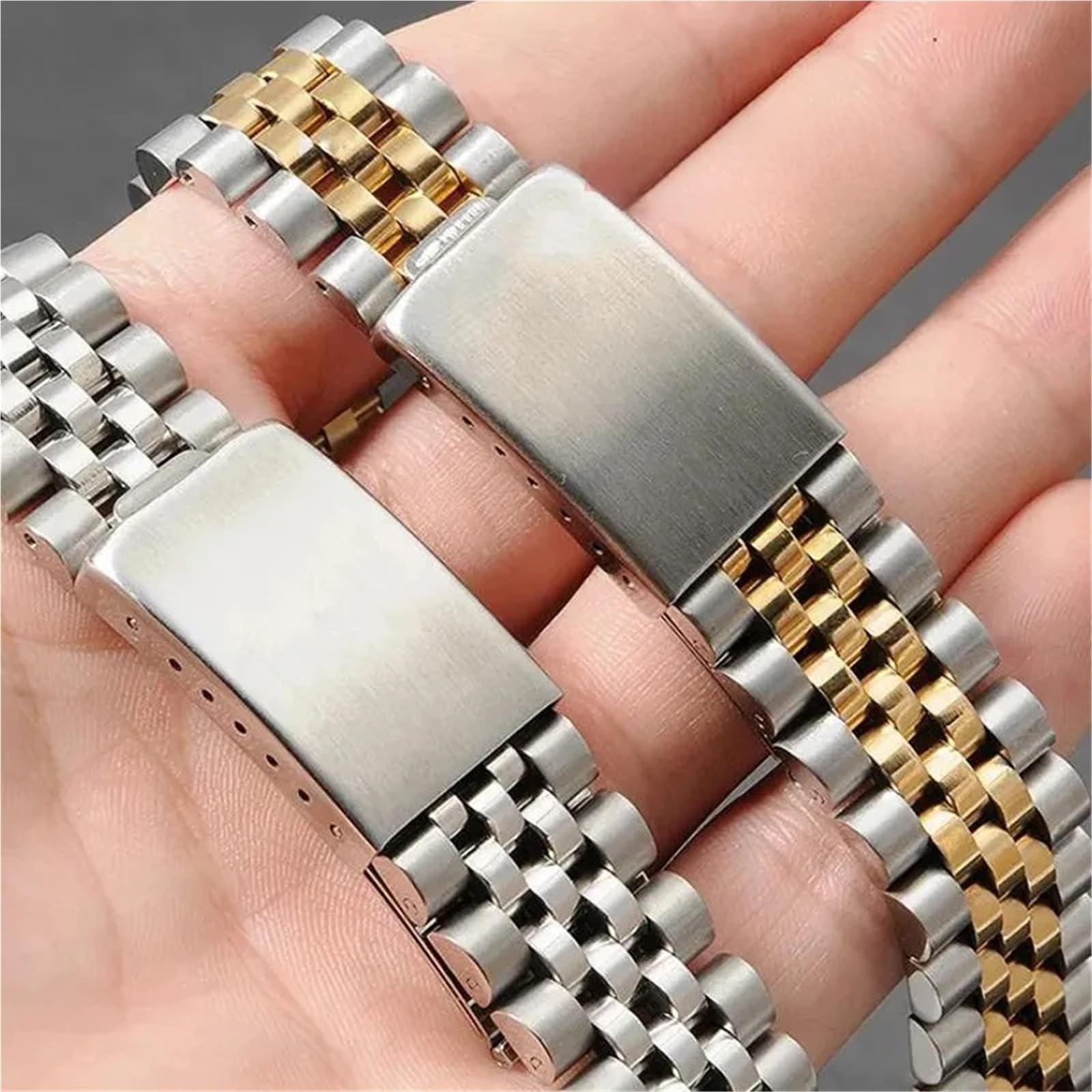 Cinturino Orologio Acciaio Inox Fibbia Pieghevole Larghezza Variabile