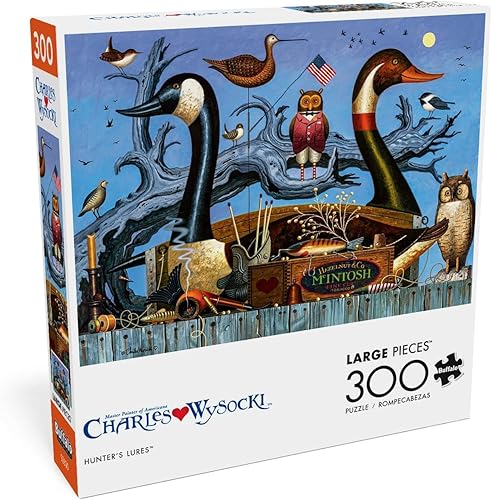Buffalo Games - Charles Wysocki - Hunter's Lures - Rompecabezas de 300 piezas para adultos - Rompecabezas desafiante perfecto para noches de juego -