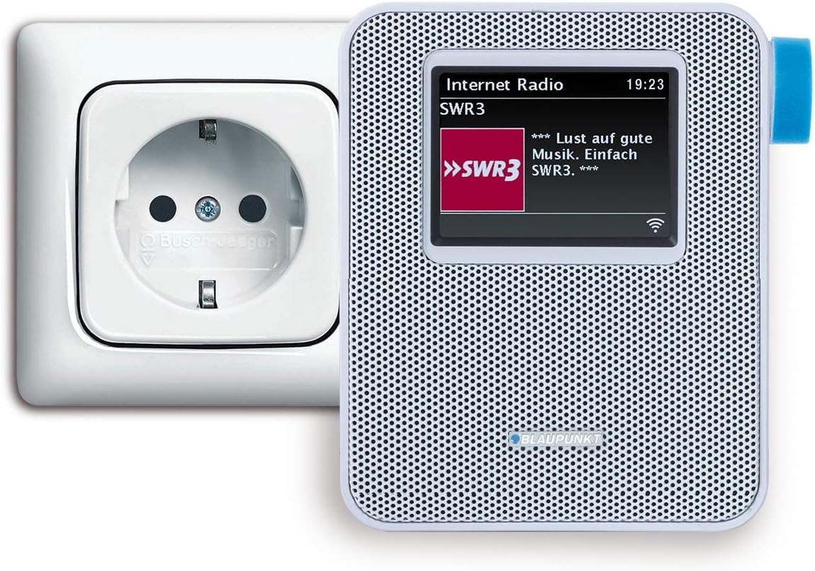 BLAUPUNKT PIB 100 Steckdosen Internetradio, WLAN, Farb-Display, Digital Radio mit Bluetooth, Wecker, Weiß