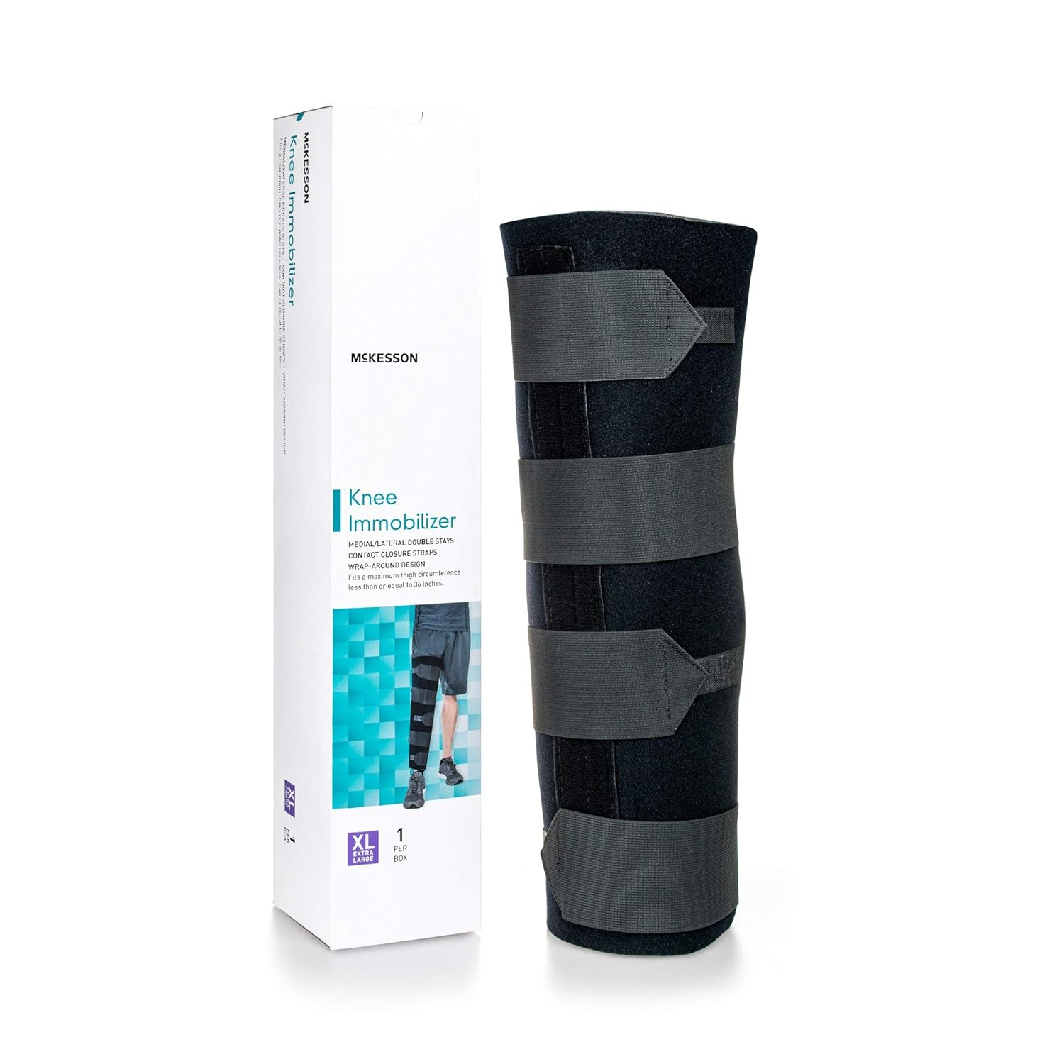 McKesson Knee Immobilizer Brace, Adjustable Leg Straightener, One Size Fits Most, 36 in Circumference, 20 in Length, 1 Count