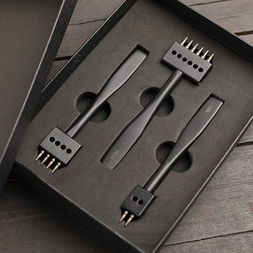 Miniatura 9 de DIUDUS Punzón de 246 de 0.197 in, biselador de borde de cuero de 0.069 pulgadas, herramienta de punzón de cuero negro, herramienta de esquí de