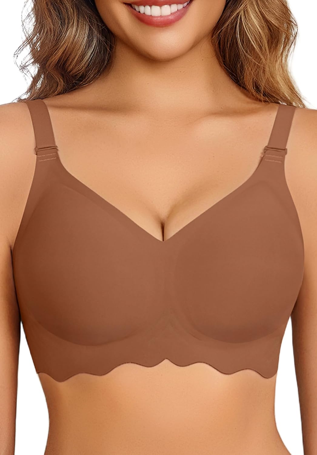 Avidlove Wireless Bras for Women Seamless Bralette Full Coverage Bra V Neck Tshirt Brassiere - Image 8