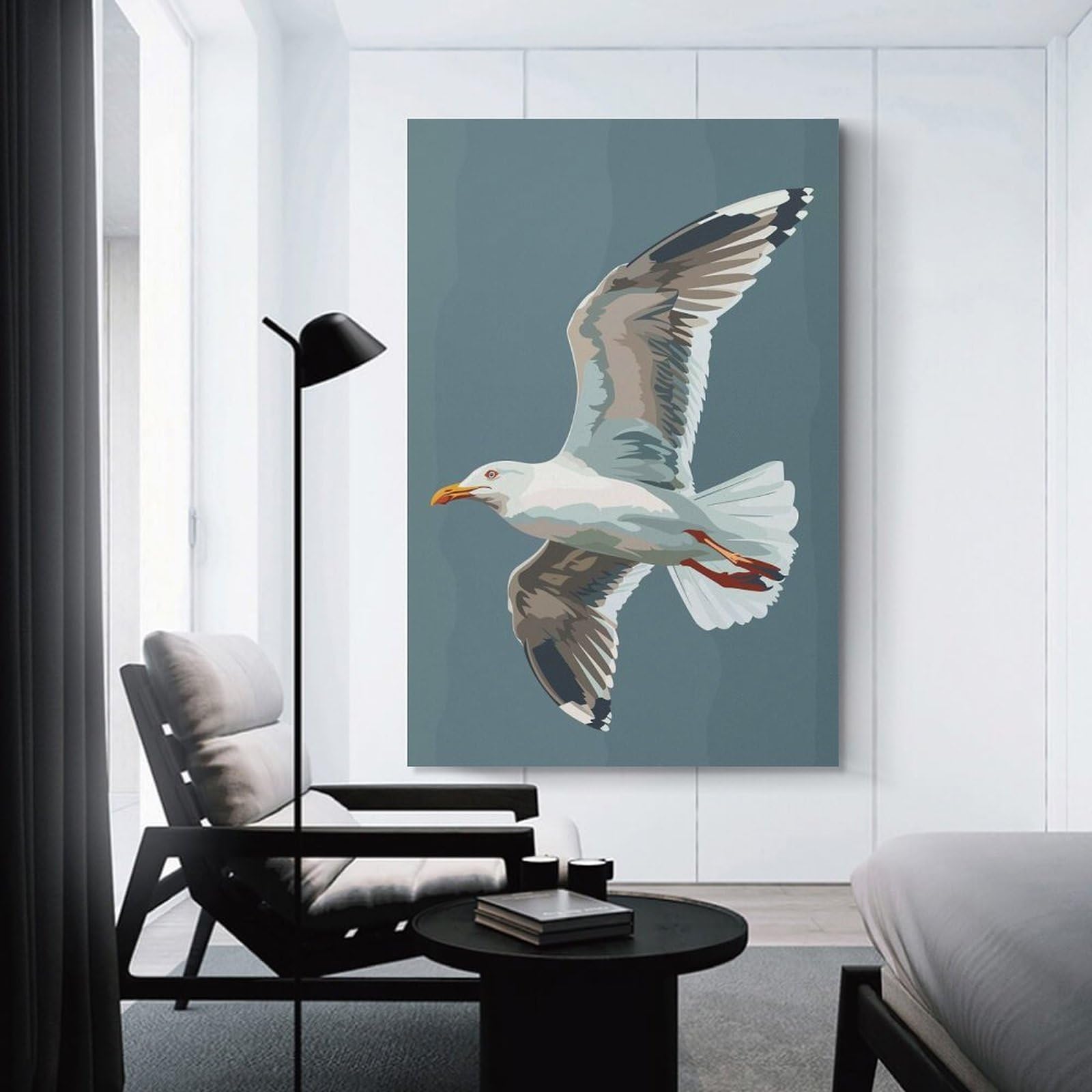 Junmoney Seagull in Flight Decorative Wall Artwork 16x24inch(40x60cm), for Home Lounge, Bedroom Or Reading Nook, Easy Decor for Gallery Walls