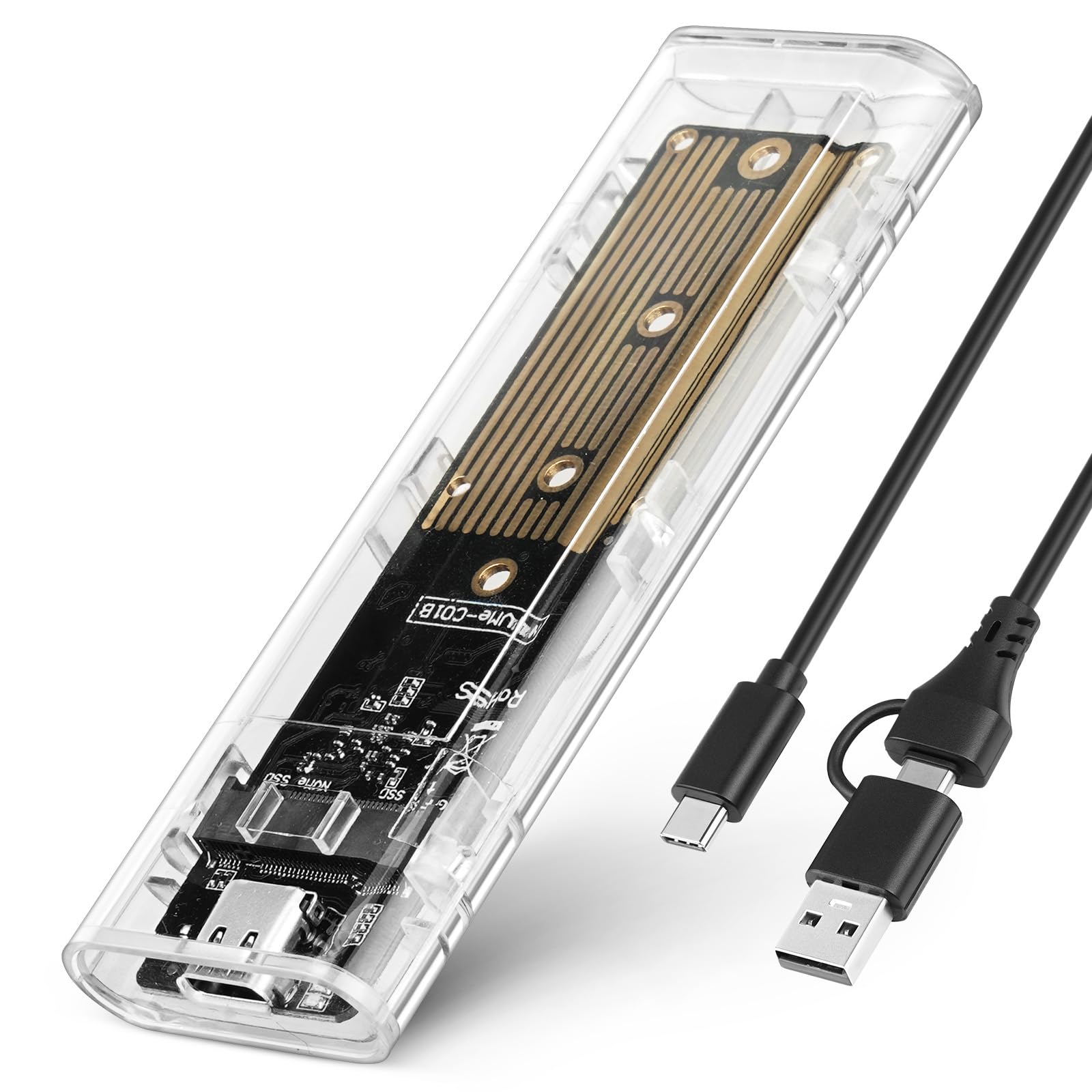 AXFEE Case SSD NVME, USB 3.1 Gen 2 10Gbps UASP per NVMe PCIe M-Key/M+B Key, 10Gbps Adattatore USB, Enclosure Lettore M2 per SSD Size 2230/2242 / 2260 / 2280, con UASP adattatore m2