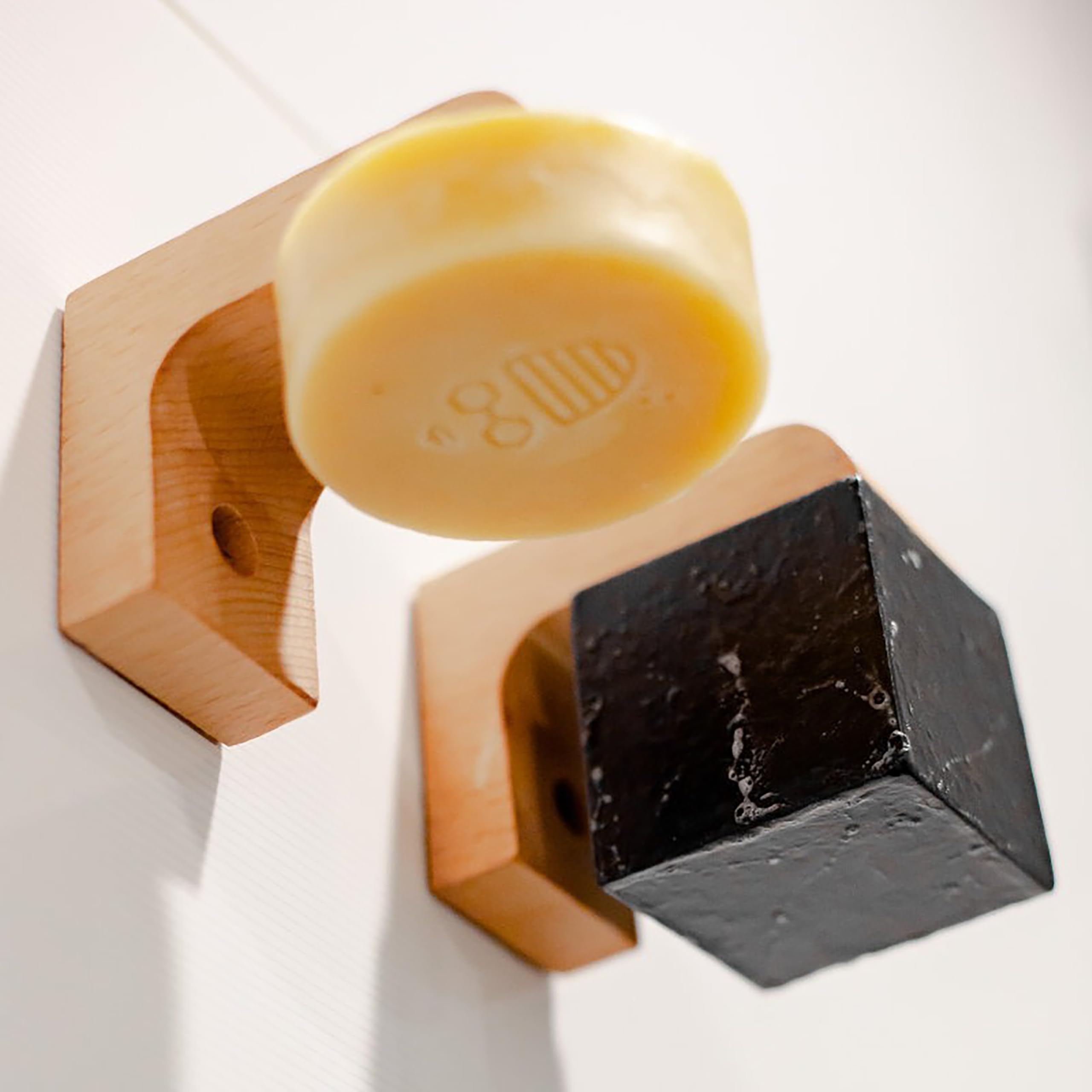 Beauty and the Bees Air Dry Magnetic Soap Holder in-Shower Storage for Soaps Bars - No More Soggy Soaps - Wooden Soap Dish Dispenser Bath Kitchen & Shower