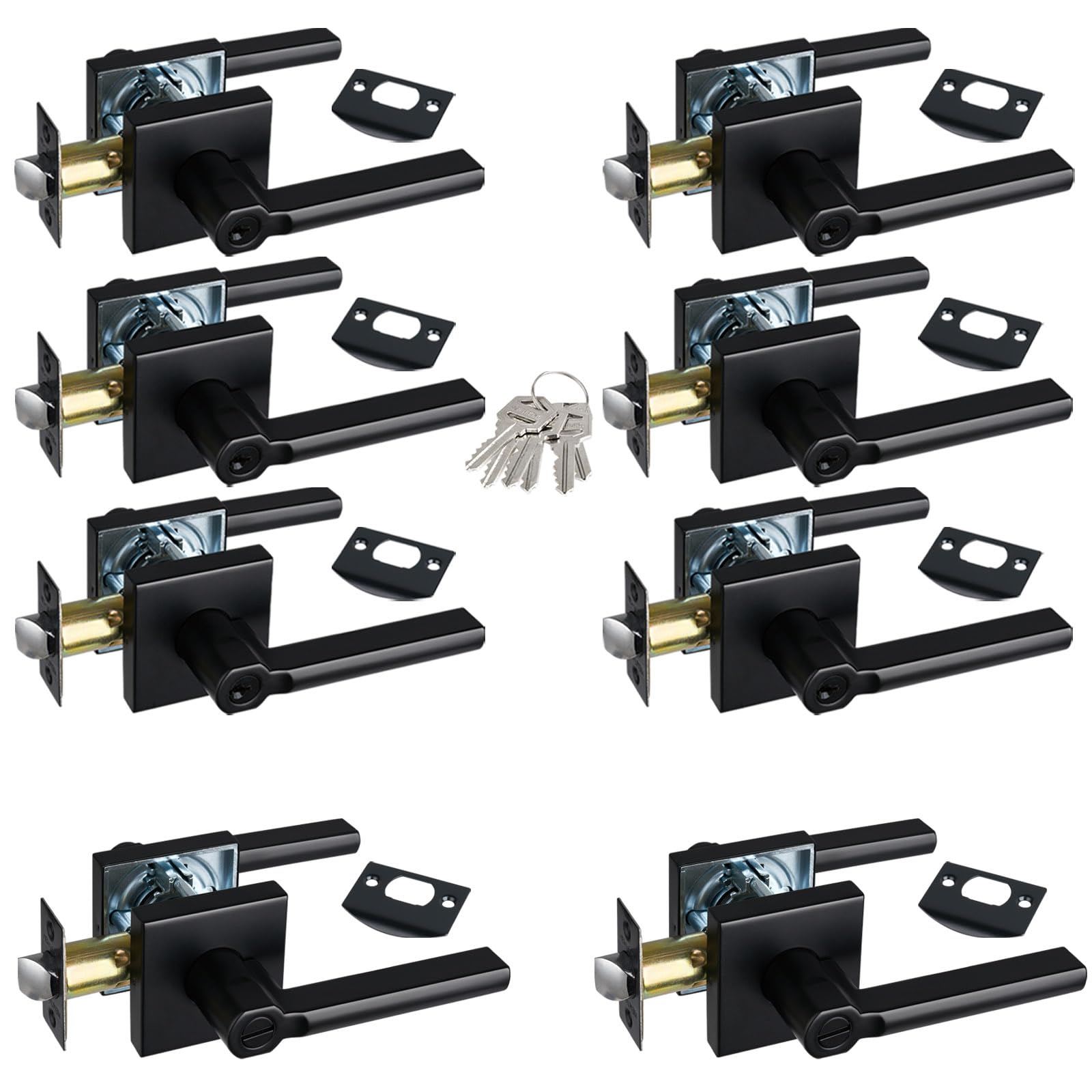 HISAFE 6pcs Keyed Alike Entry Door Levers & 2pcs Privacy Door Levers