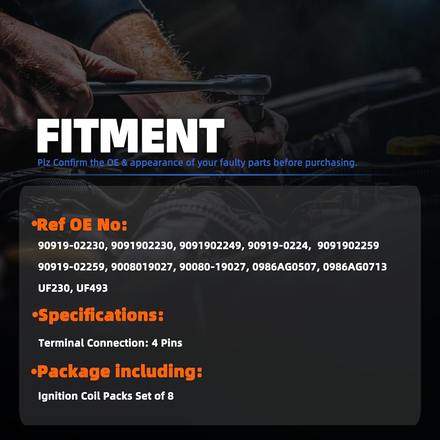 Ignition Coil Pack for Toyota 4.7 Tundra 00-09 Sequoia 01-09 4Runner 03-09 Land Cruiser 98-07 for Lexus GS430 4.3L 01-07 LS430 4.3L 01-06 SC430 4.3L 02-10 GX470 4.7L 03-09 LX470 4.7L 98-07 9091902230