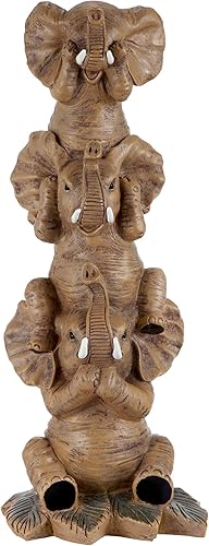 Miniatura 10 de Design Toscano NG33769 - Estatua coleccionable de elefantes apilados para escuchar no se transparenta talla M