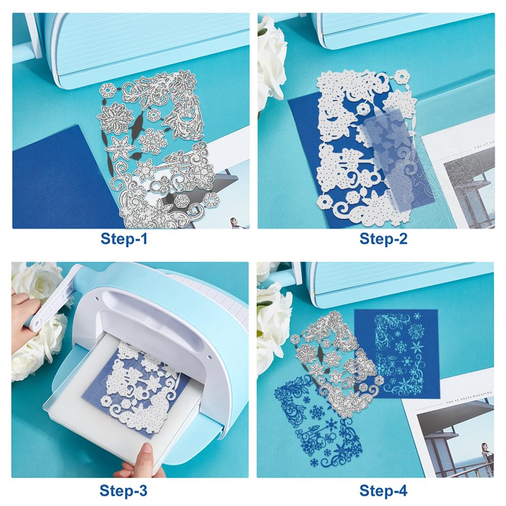 UNICRAFTALE 2pcs Christmas Elements Metal Cutting Dies Reusable Christmas Corners Embossing Cut Stencils Background Stencils Dies for DIY Card Making Crafts Scrapbooking Christmas Day Decoration - Image 4