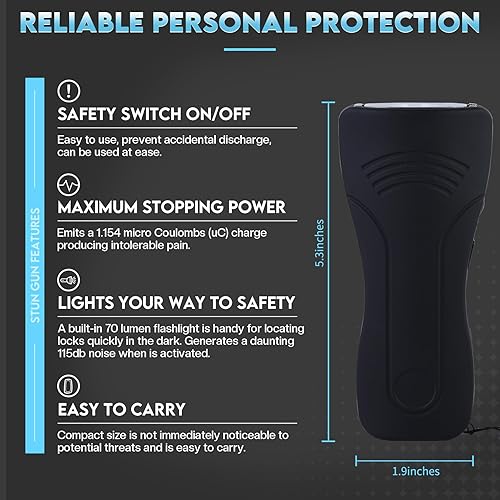 Miniatura 3 de AIMHUNTER Pistola paralizante para protección de autodefensa, pistola aturdidora para protección de autodefensa, batería recargable con linterna