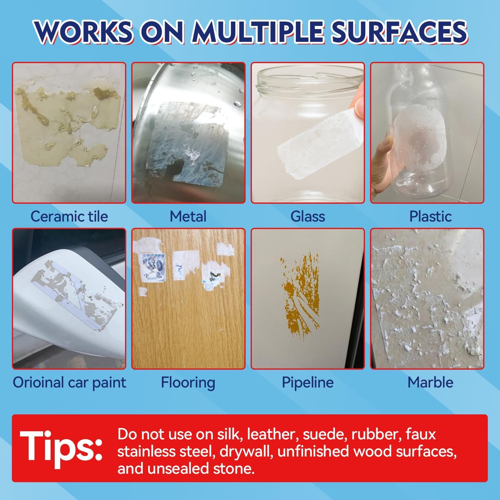 Adhesive Remover Spray, Sticker Remover Cleaning Multi-Surface Residue, Glue Remover for Tap, Decals, Glue, Chewing Gum, from Car, Windows, Glass, Plastic, Label Remover with Scraper and Towel - 5