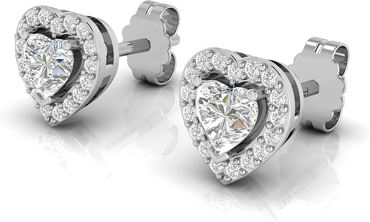 Sterling Silver Stud Earrings for Women Hypoallergenic Heart and Halo Stud Earrings Cubic Zirconia Stud Earrings for Women and Girls Small CZ Stud Earrings Set for Everyday Wear