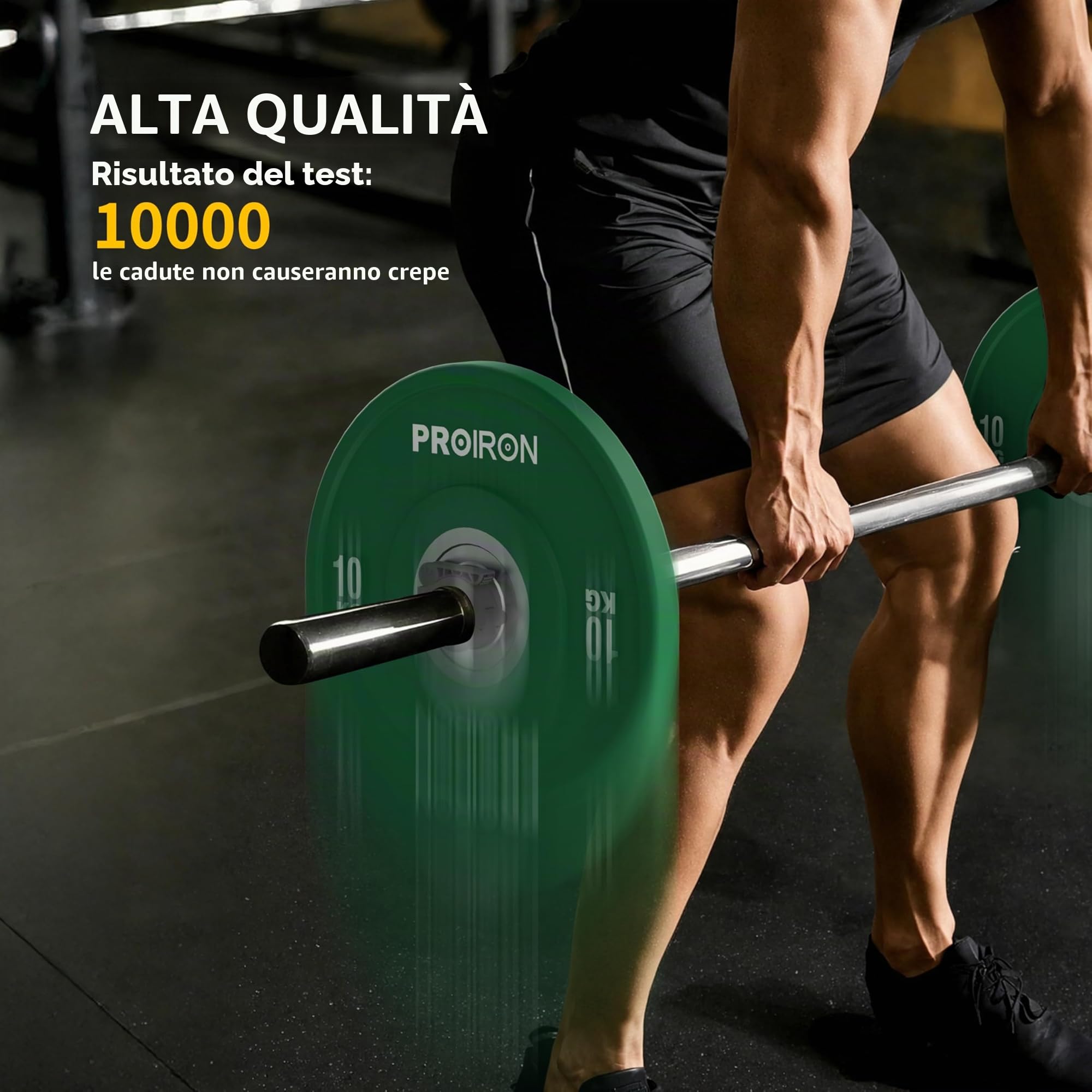 PROIRON Dischi Bumper Palestra 50mm, Pesi Bilanciere 5kg, 10kg, 15kg, 20kg, 25kg, Dischi Olimpici in Gomma Dura per Sollevamento Pesi