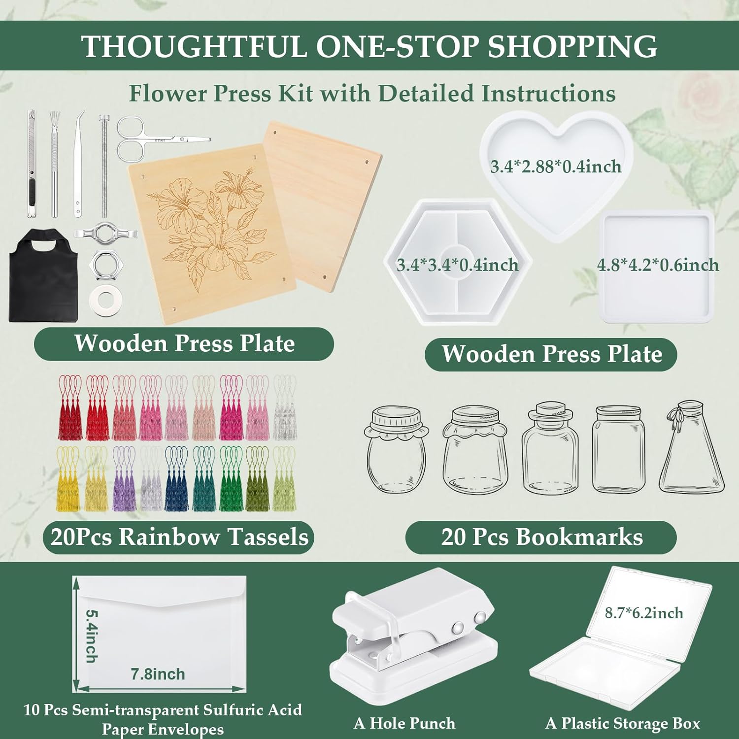 Fuyoooo Flower Press Kit, 10 Layer - 10" x 10" Large Wooden Flower Pressing Kit for Adults DIY Bouquet Preservation & Dried Art Ideal Gift for Nature Arts Craft Drying Christmas Wedding Lovers Gifts - Image 2