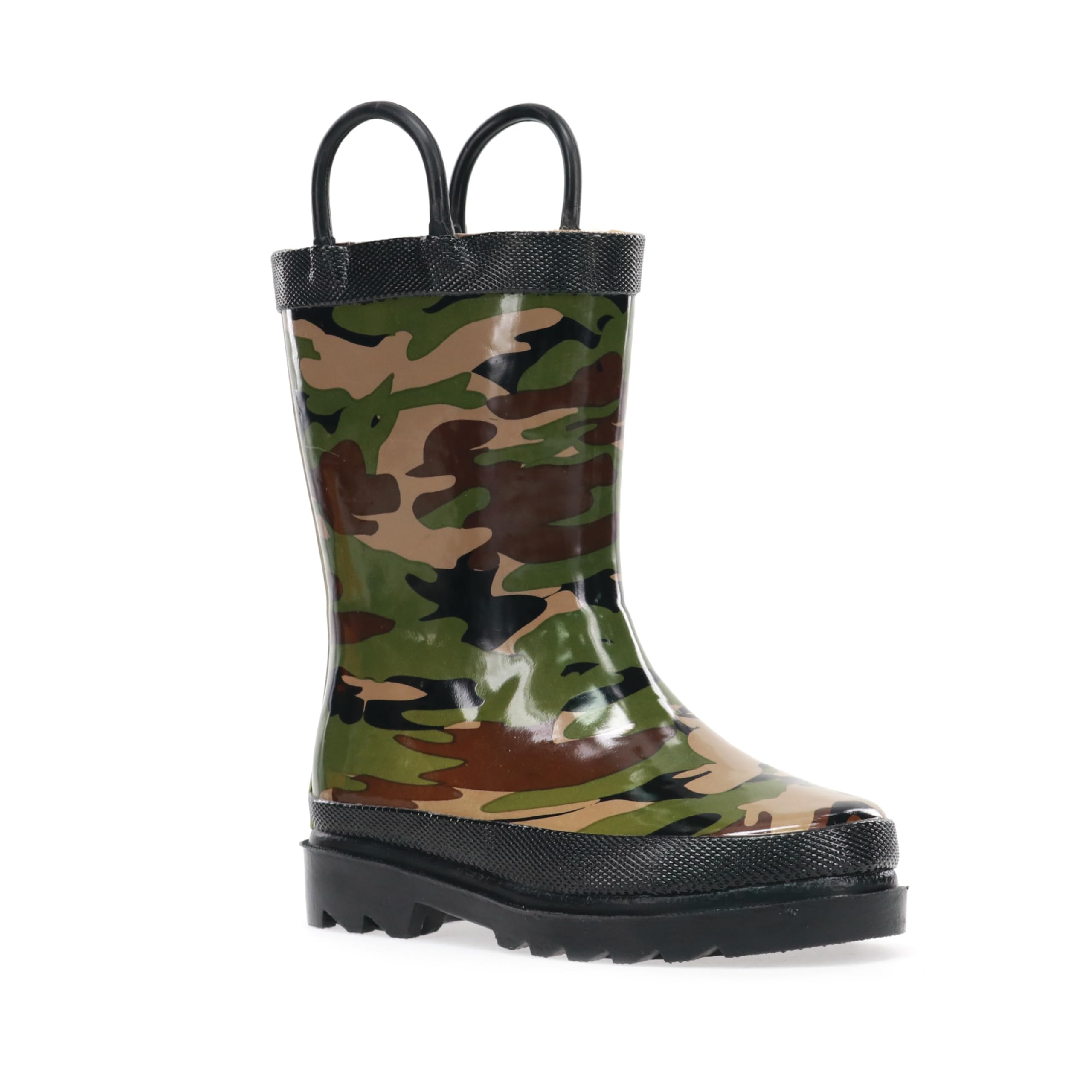 Western Chief Boys Waterproof Printed Rain Boot with Easy Pull on Handles - Camo, 3 M US Little Kid