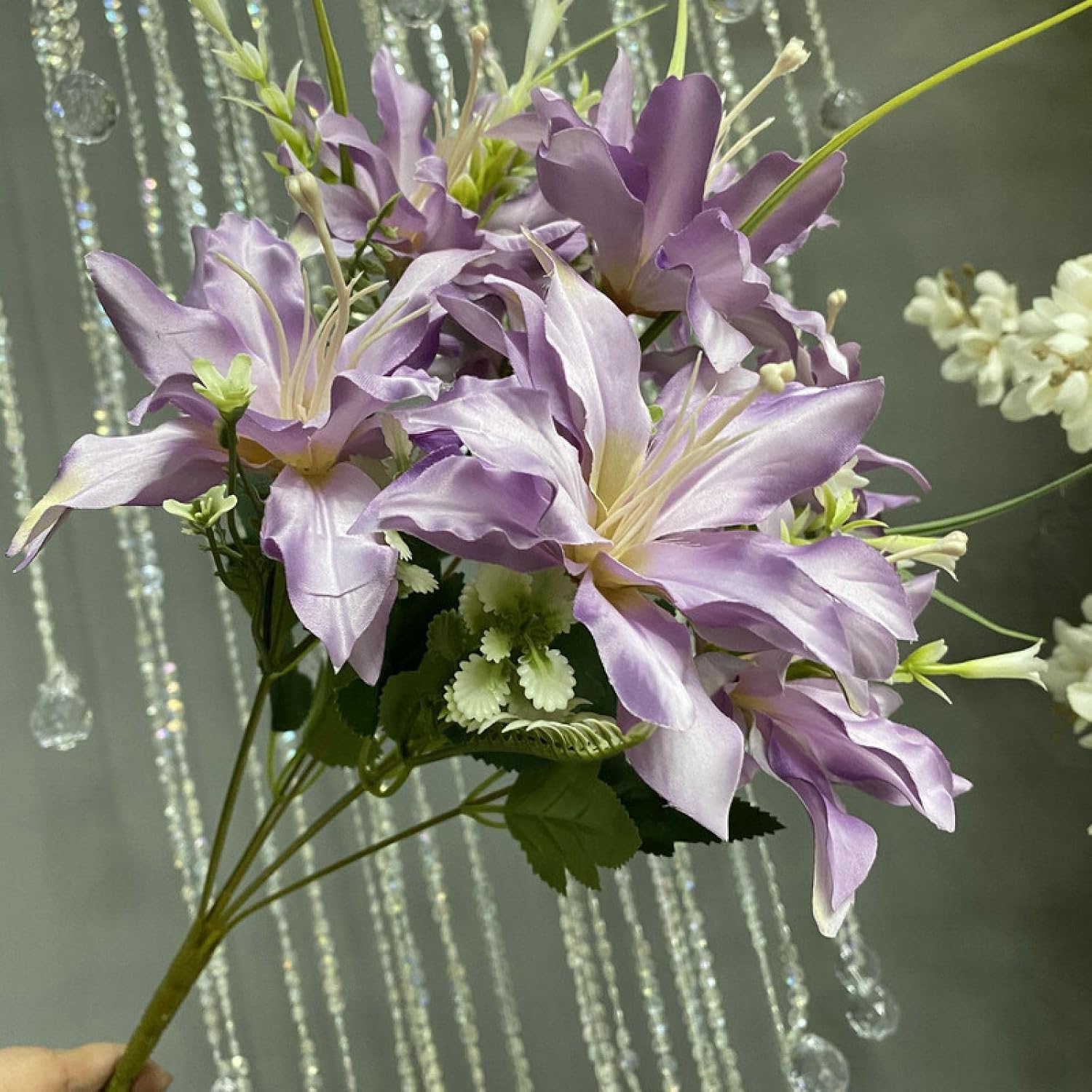 YATUOPNG Artificial Plant In Pot-Artificial Water Grass Lily Bouquet Champagne(Light Purple)