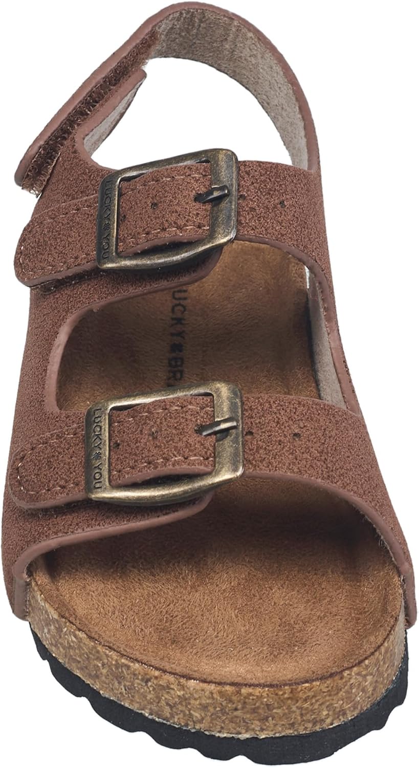 Lucky Brand Toddler Unisex Baby Boy Blanc Double Strap Casual Toddlers Sandals with Hook and Loop Closure (Toddlers)