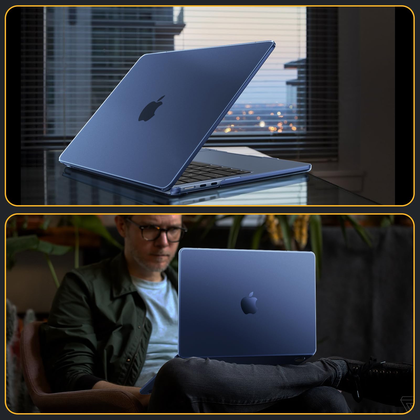 FINTIE Coque MacBook Air 13.6 Pouces M5 M4 M3 M2 2026 2025 2024 2022 Ultra-Fin Finition Givrée Anti-Empreinte Digitale Minuit