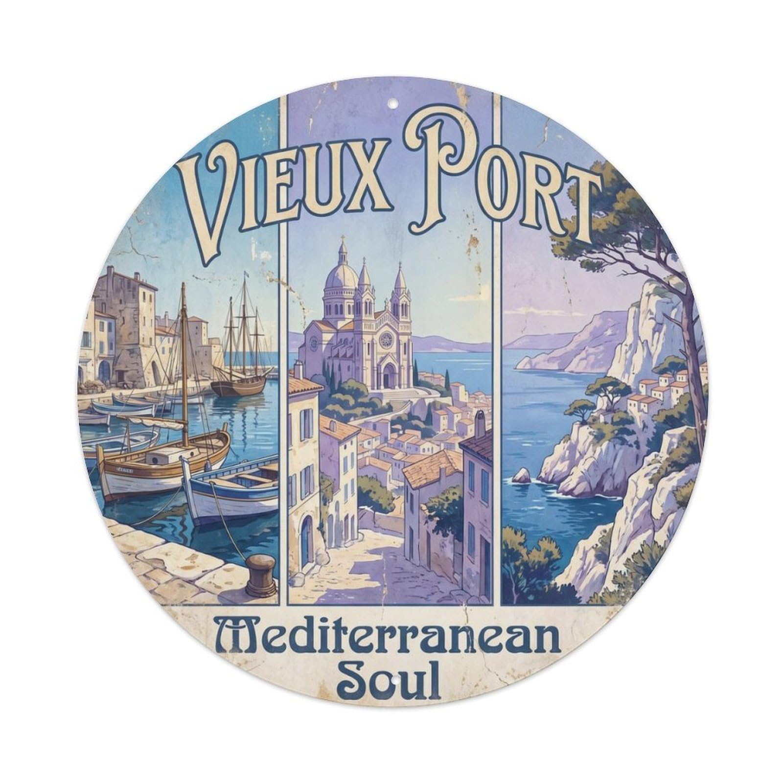 Fqnyr Style Vintage Travel Oldport France Metal Tin Sign