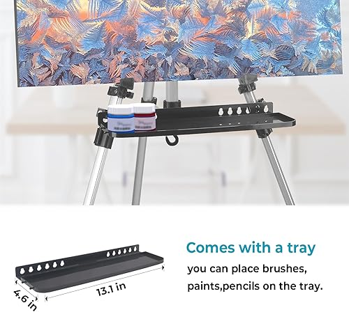 Miniatura 5 de Caballete de artista de altura ajustable de 20 a 60 pulgadas. Caballete de arte de aluminio para pintar lienzos con una bolsa de transporte. Soporte