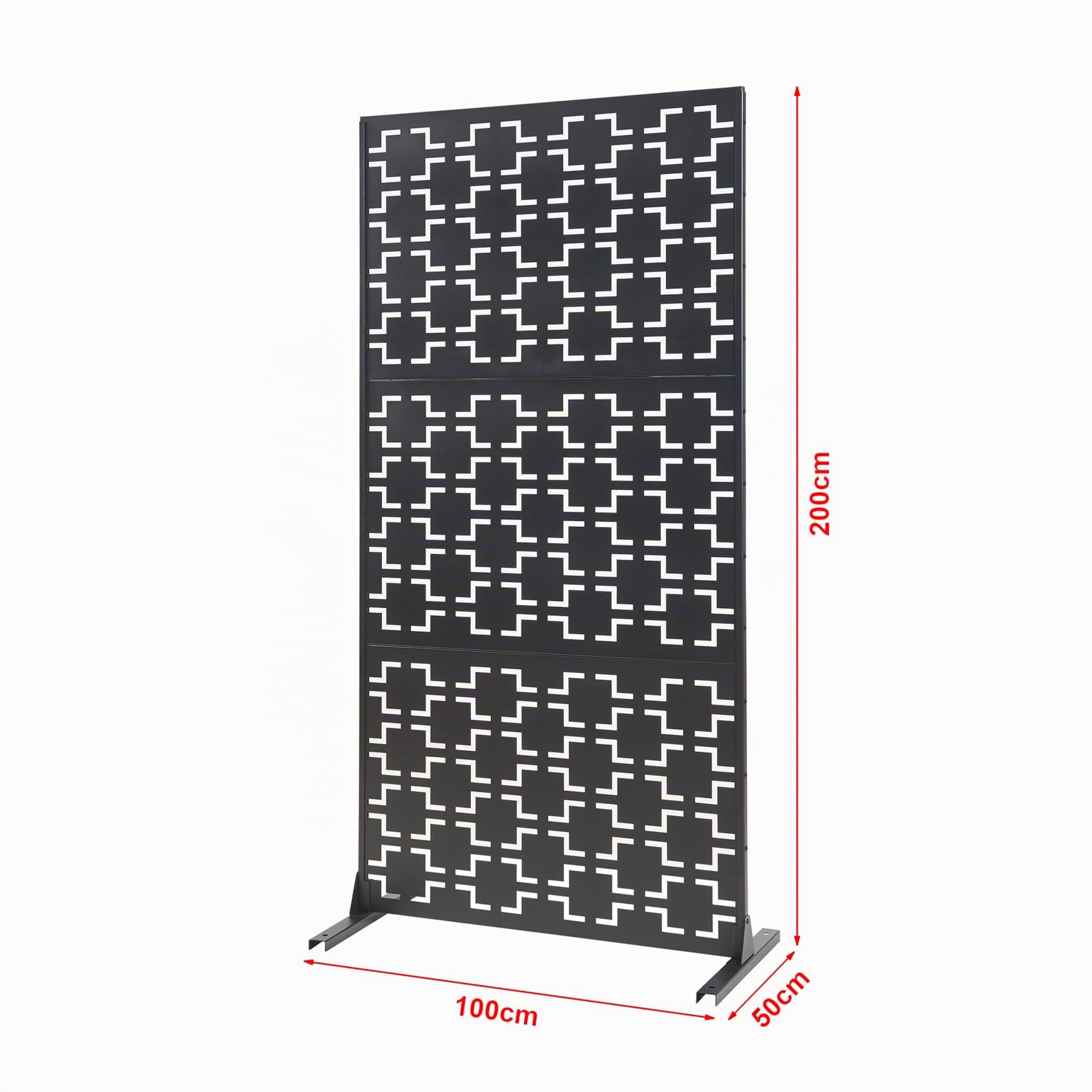 casa.pro Cloison de Séparation Paravent Intérieur Séparateur de Pièce Design Moderne pour Délimiter Différentes Espaces avec Motif Décoratif Salon Séjour Bureau Acier Galvanisé 200 x 100 x 50 cm Noir