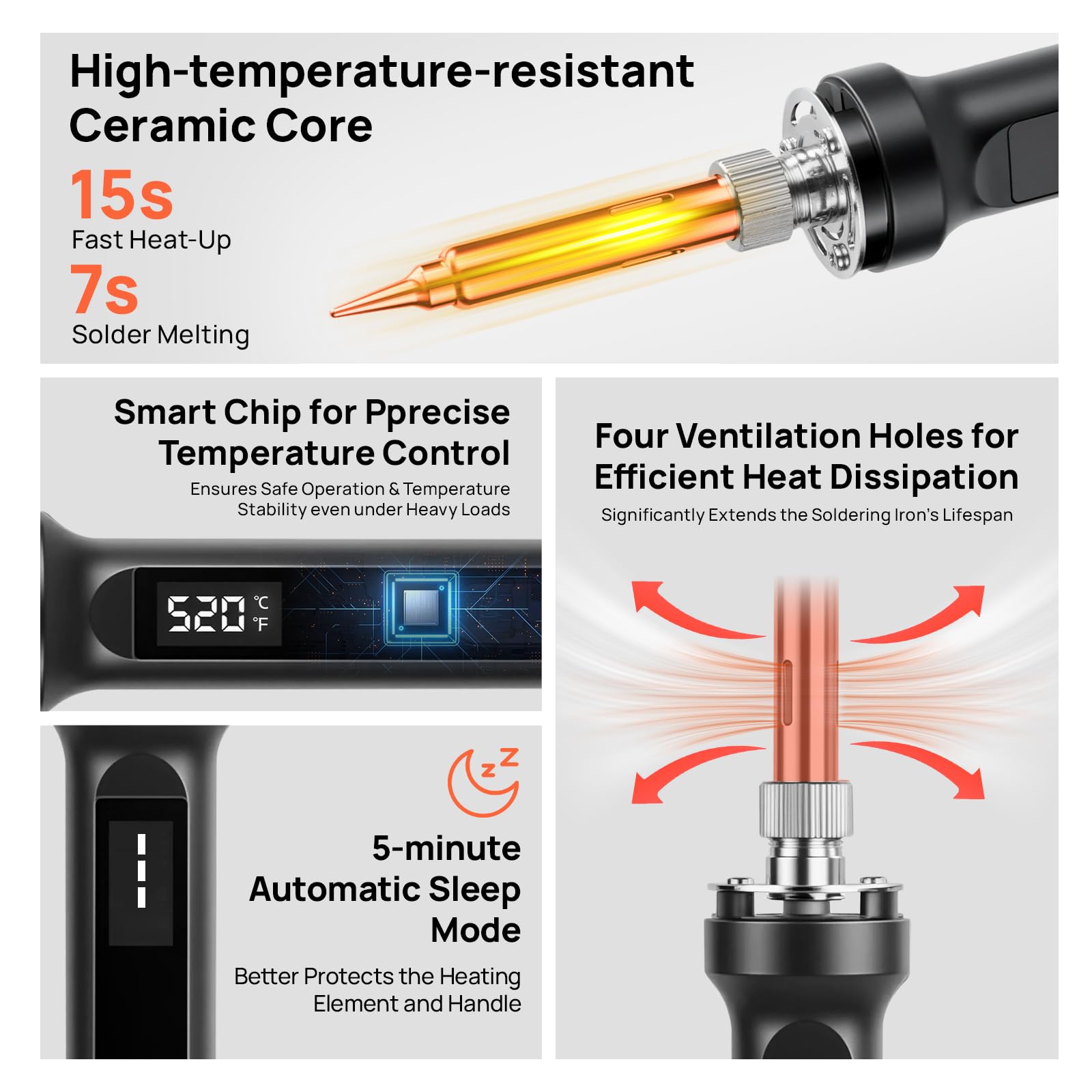 LCD Fer à Souder Kit 100W Température Réglable 180-520°C Electronique de Precision avec Multimètre Numérique/4 Pannes/Support pour Fer àSouder/étain à Souder/Pompe à Dessouder et Pince à épiler