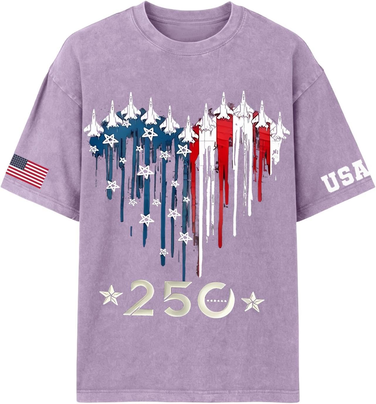 RTRDE Men's American Flag Tshirt Short Sleeve Independence Day 250th Novelty Graphic Print T-Shirt, M-3XL