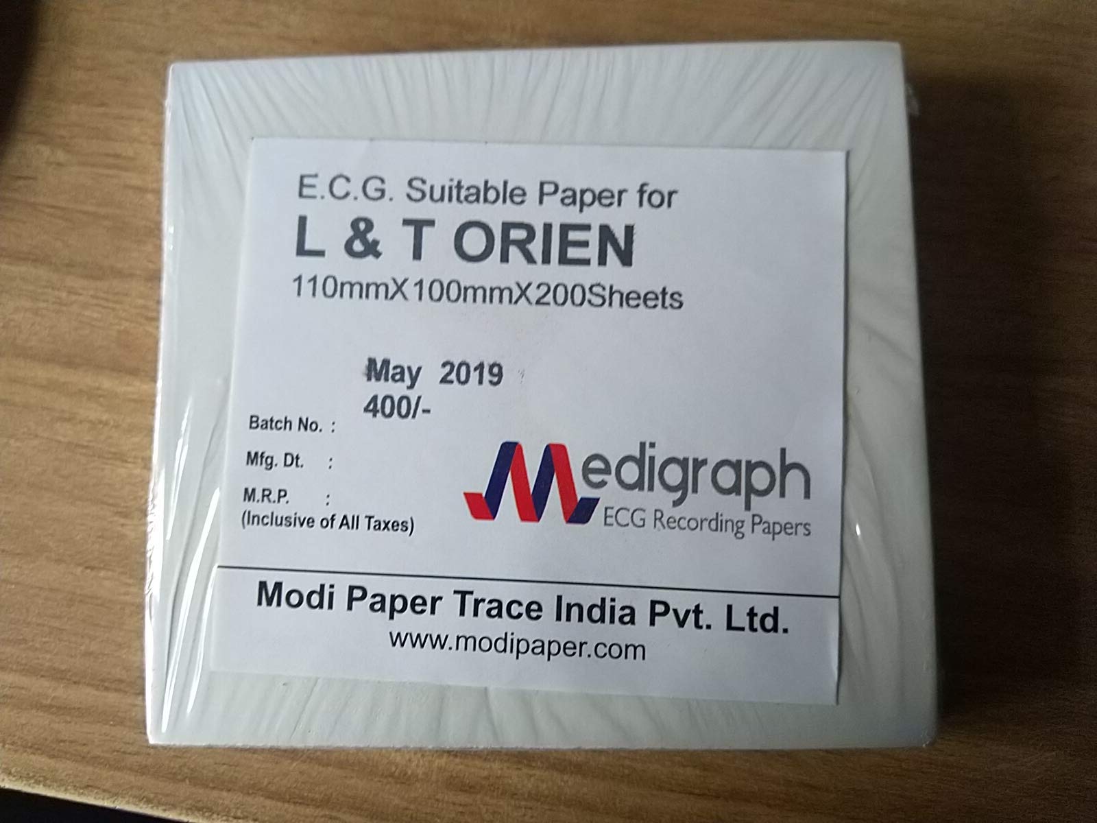 E.C.G. Suitable Paper for L&T Orient 110mmx100mmx200 Sheets
