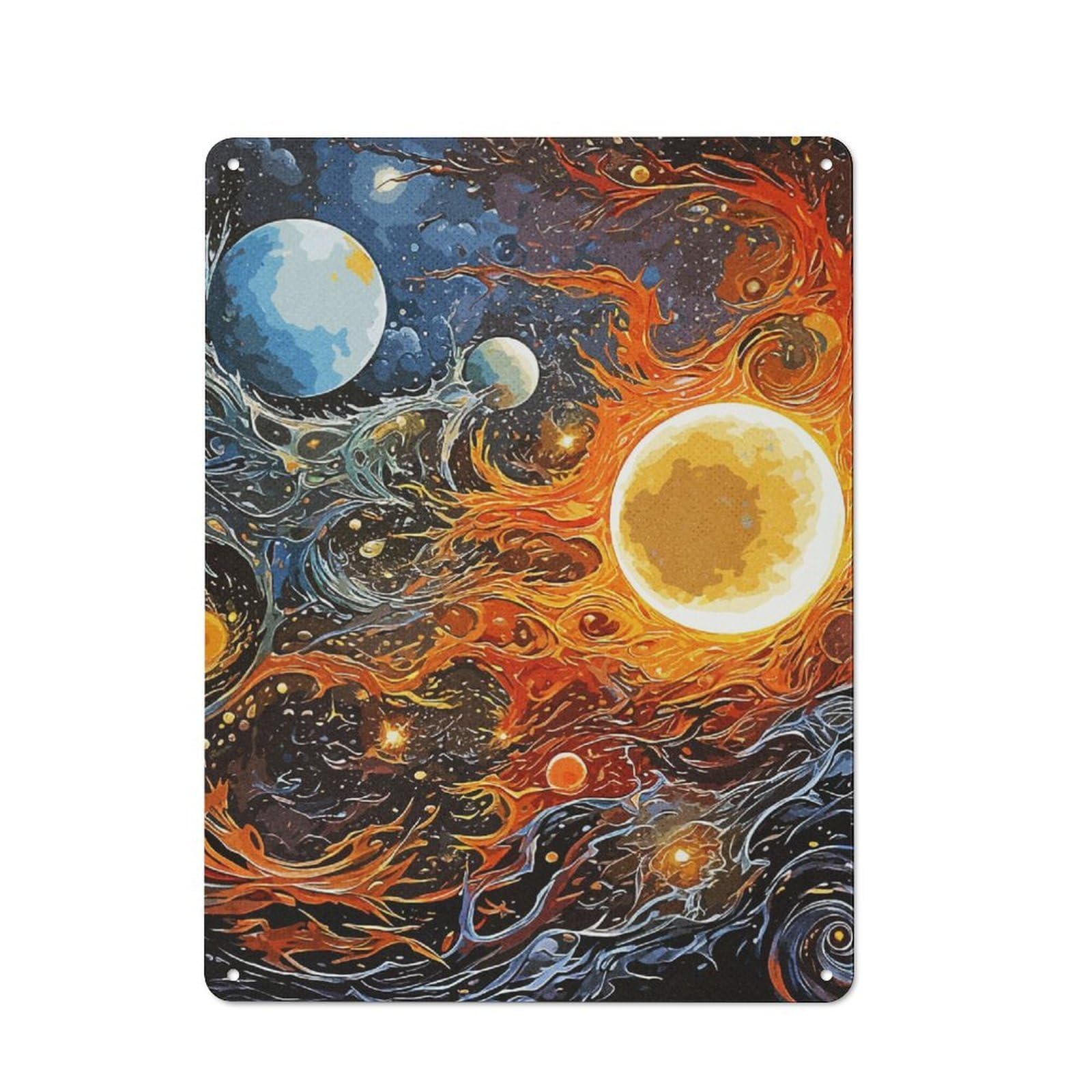 Junmoney Abstract Space Printed Metal Sign 40X30cm For Living Room Or Hallway, Suited To Hallway Decor Fans